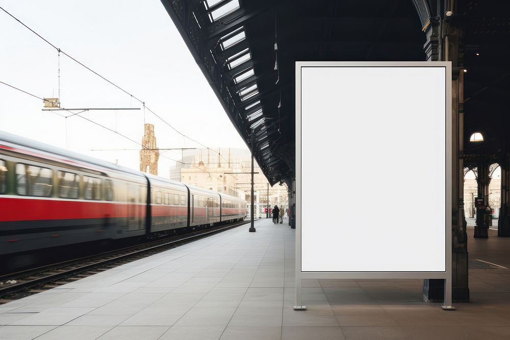 Blank poster mockup train light transportation.