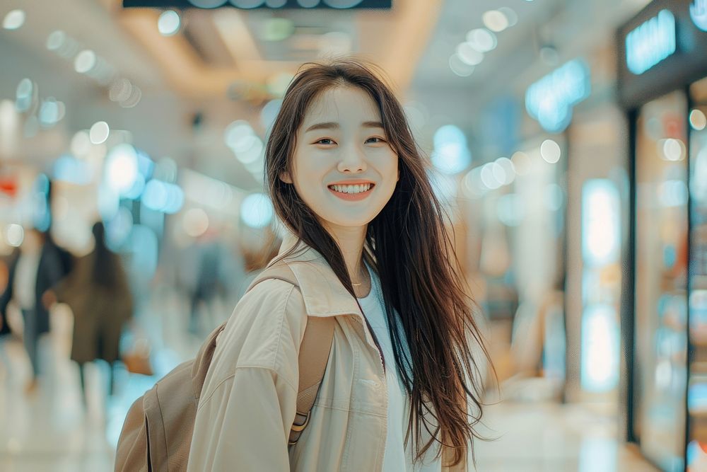 Korean woman happy medication dimples.