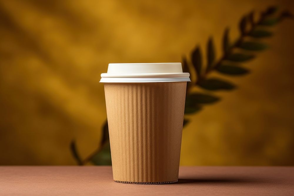 Cardboard coffee cup with handles beverage drink mug.