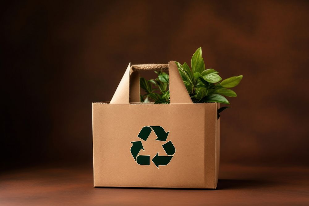 Cardboard box with handles symbol carton plant.