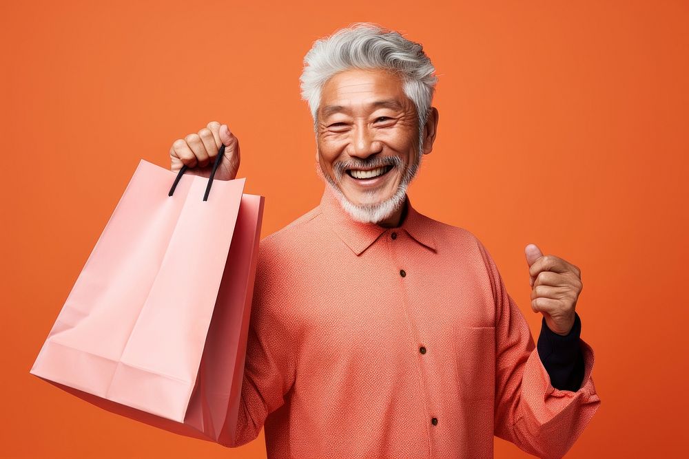 Happy senior Japanese man laughing person human.