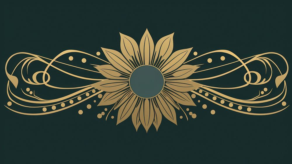 Sunflower divider ornament pattern gold art.