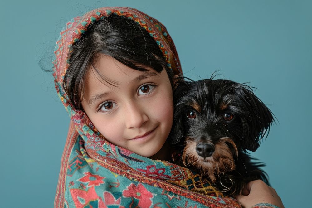 Holding an Saluki dog portrait photo child.