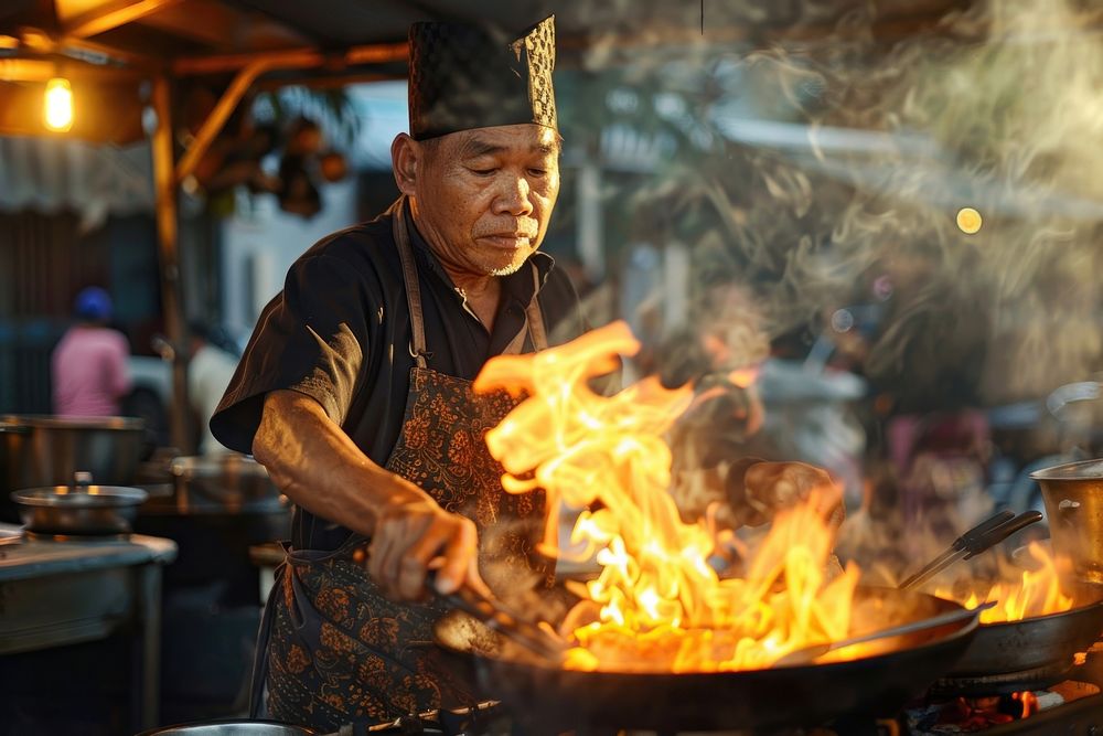 Thai cooking food man.