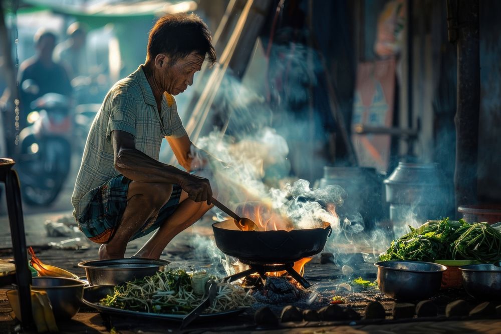 Vietnamese cooking food man.