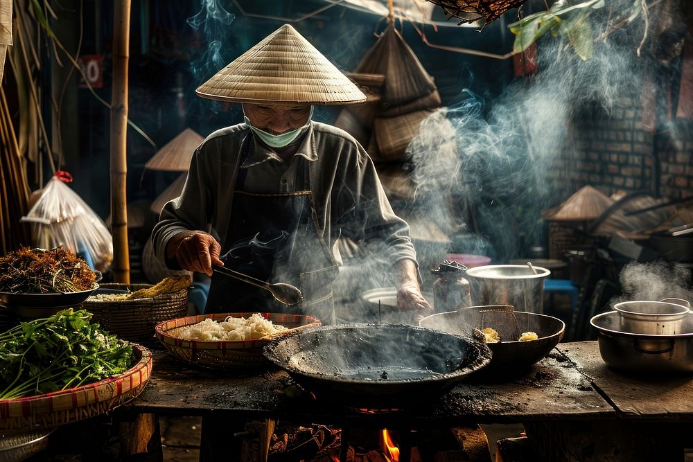 Vietnamese cooking food man.