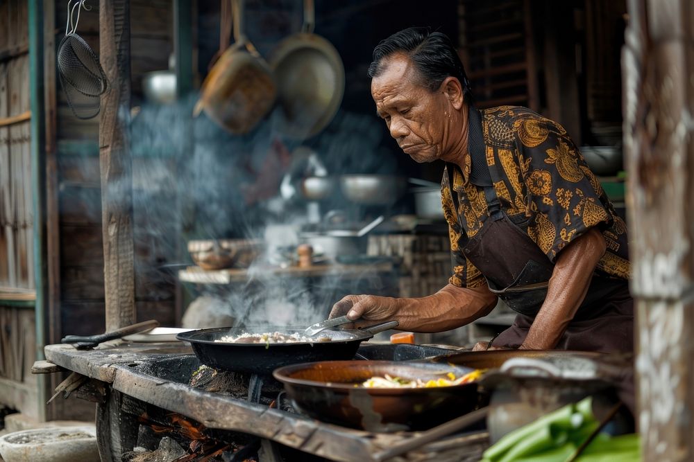 Indonesian cooking food man.