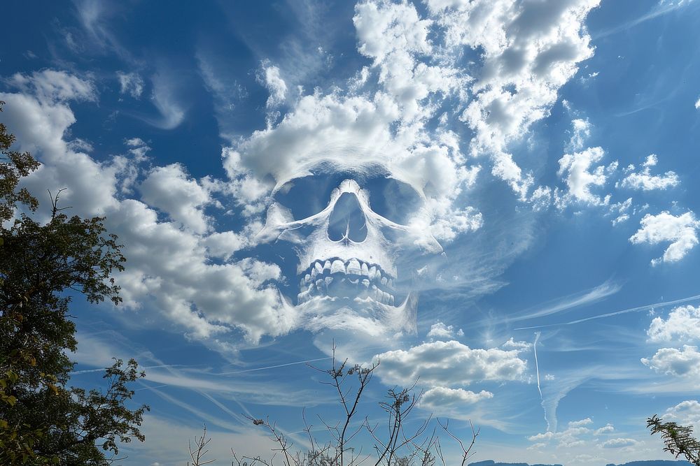 Skull cloud shape on sky landscape outdoors cumulus.