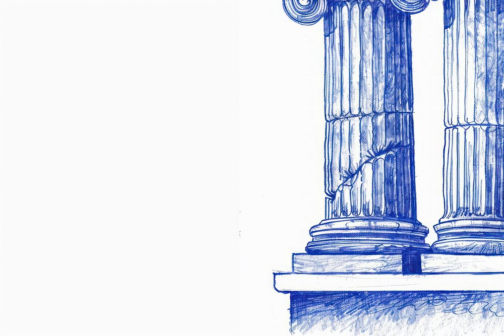 Vintage drawing Greek collumns architecture illustrated pillar.