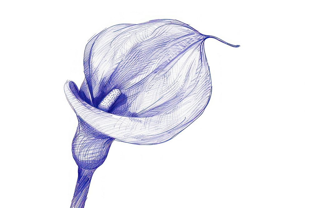 Vintage drawing calla lily illustrated blossom flower.