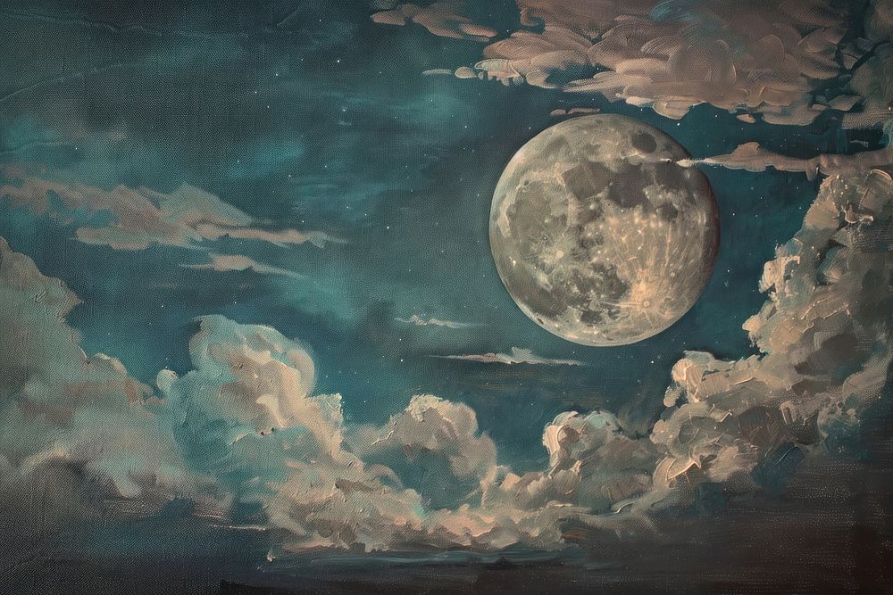 Moon painting art astronomy.