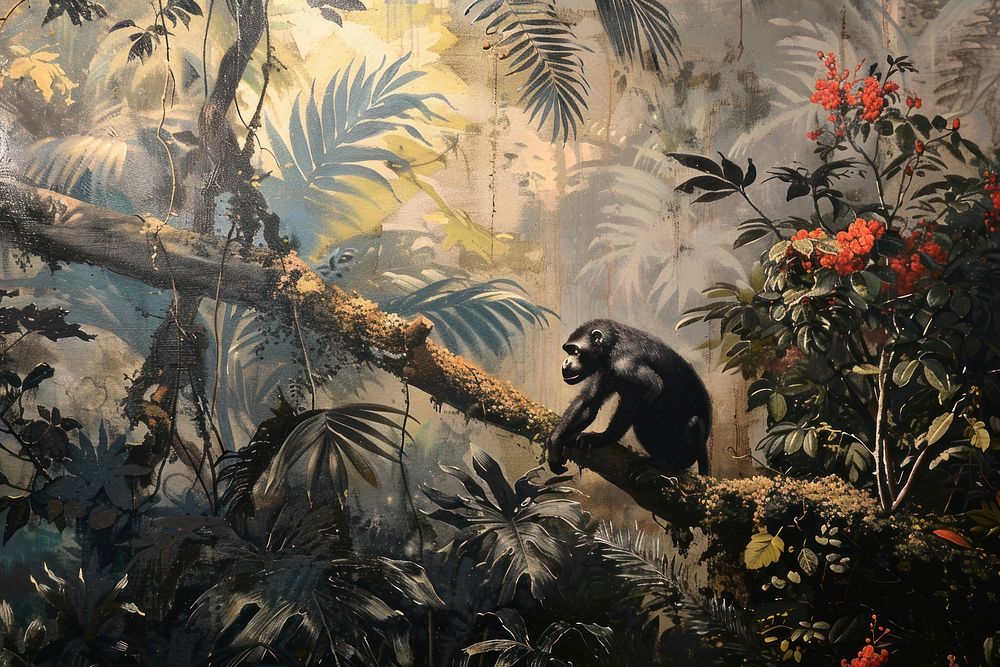 Animal in jungle wildlife outdoors painting.
