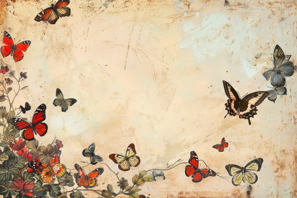 Butterflies border painting art butterfly.