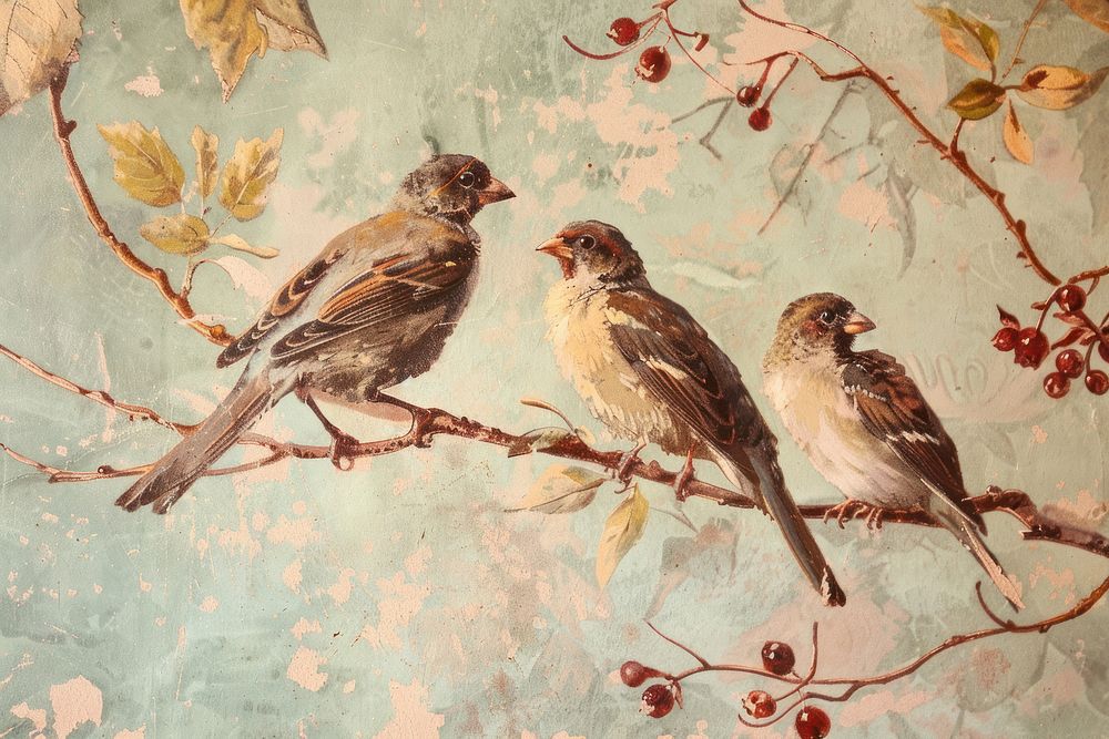 Birds painting art sparrow.