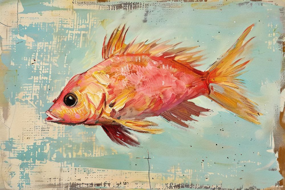 Fish goldfish painting animal.