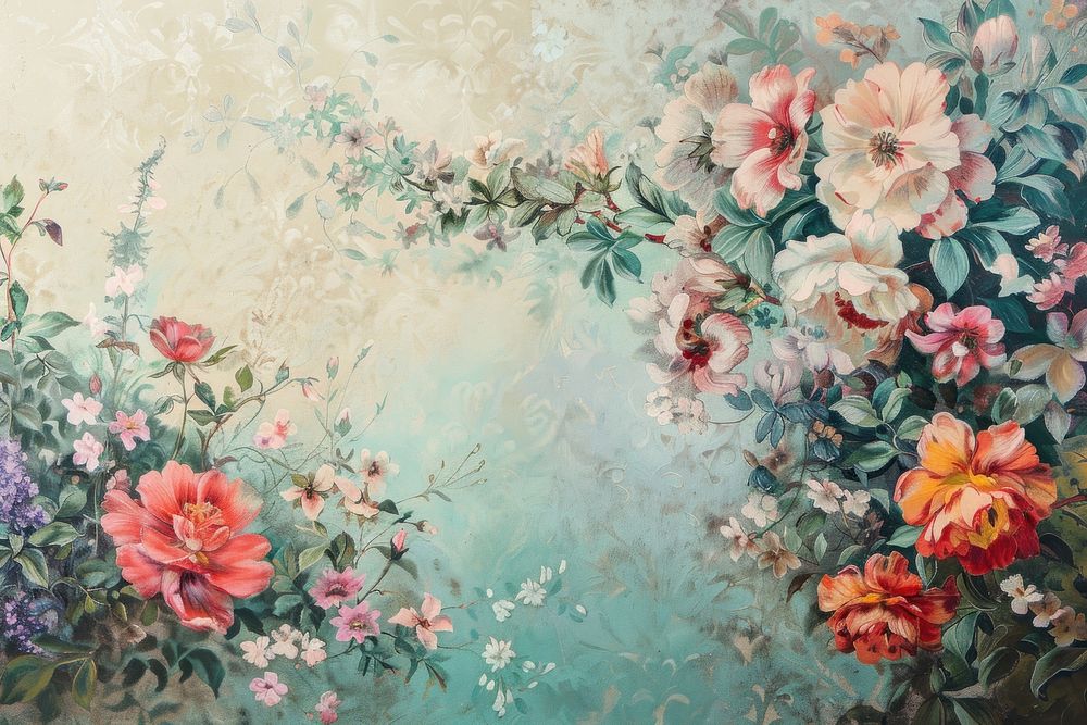 Floral border painting art pattern.