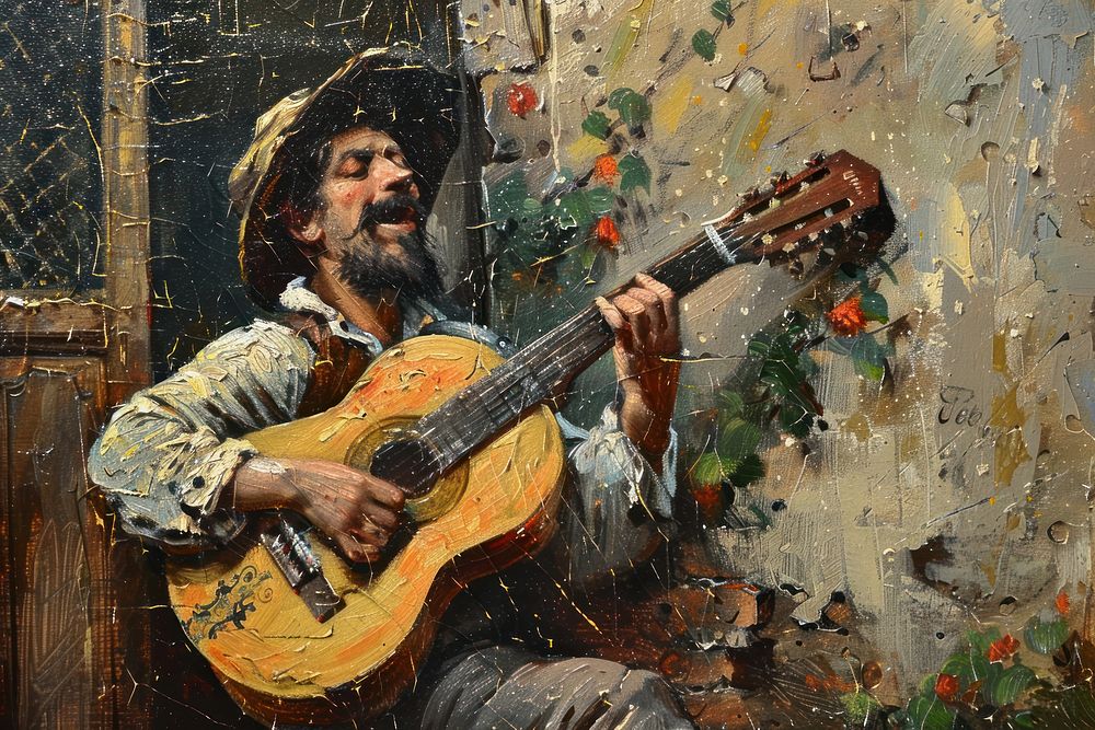 Guitarist painting art musician.
