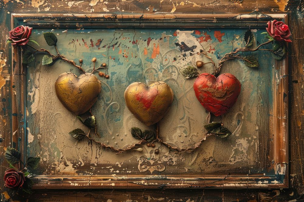 Hearts frame painting representation creativity.