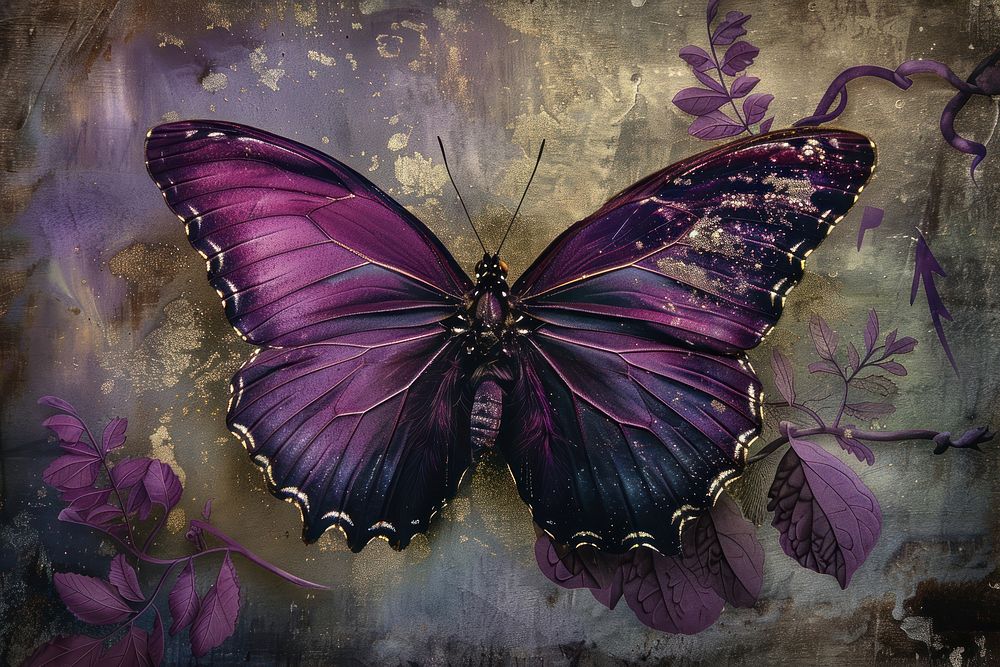 Purple butterfly art painting animal.