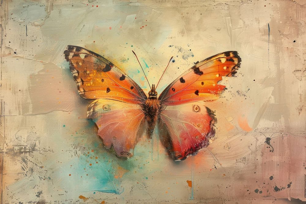 Pastel butterfly painting art animal.