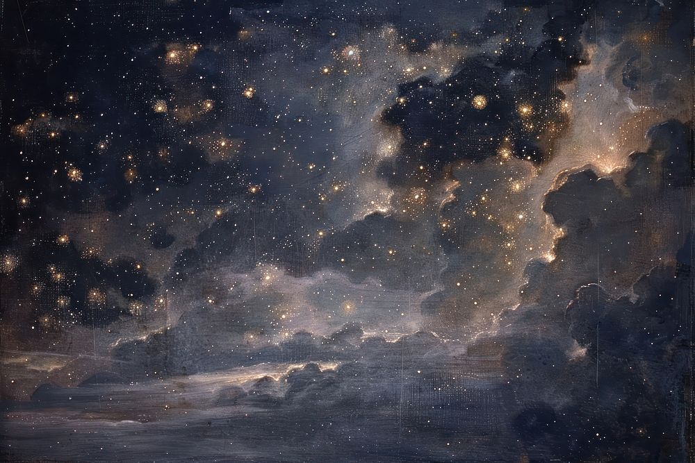Sky full of stars painting astronomy outdoors.
