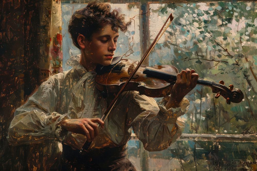 Violist painting art violin.