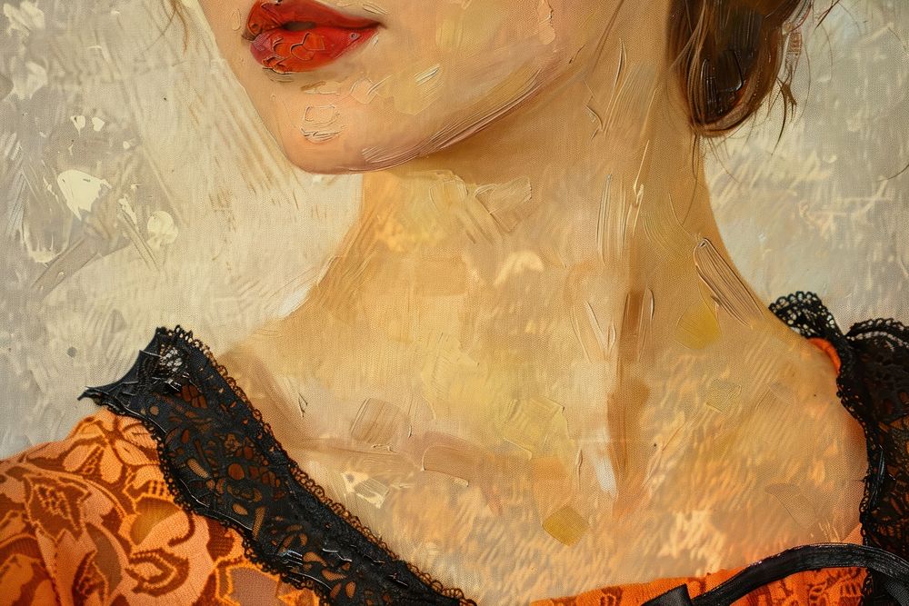 Close up on pale woman apparel fashion autumn painting person female.