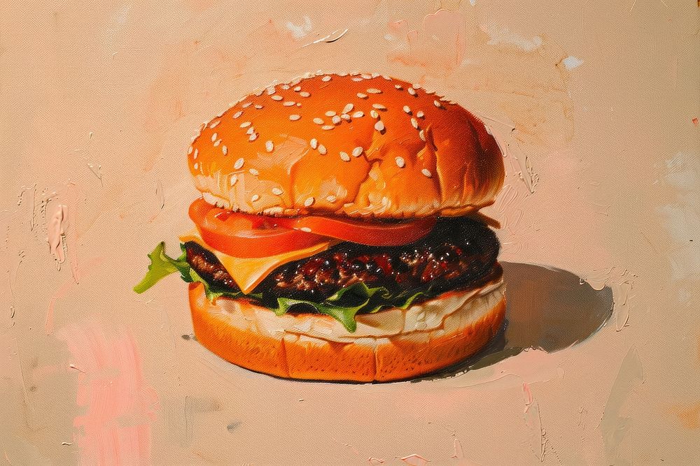 Close up on pale hamburger food food presentation.