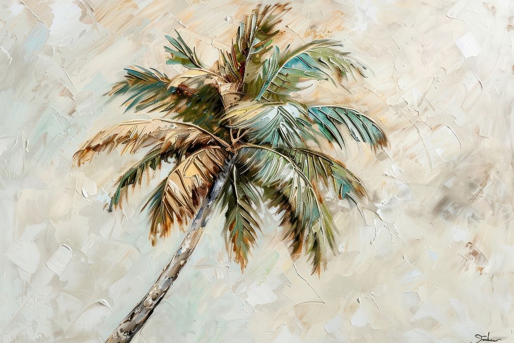 Close up on pale palm tree painting arecaceae pineapple.