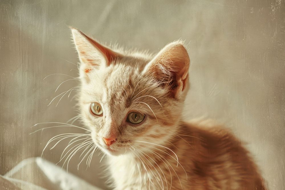 Close up on pale kitten abyssinian animal mammal.