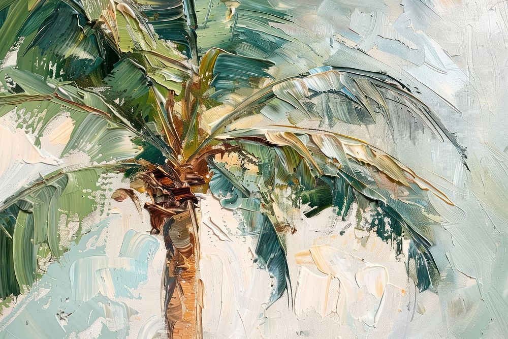 Close up on pale palm tree painting arecaceae produce.