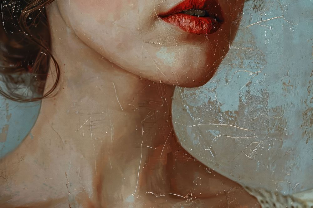 Close up on pale woman fashion painting photography portrait.