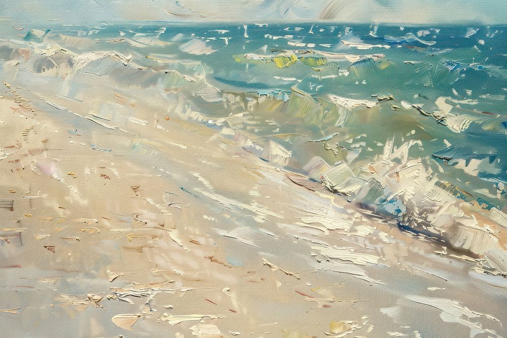 Close up on pale beach painting shoreline outdoors.
