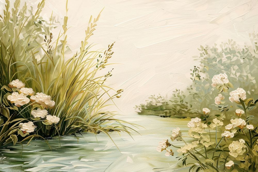 Close up on pale garden river painting graphics pattern.