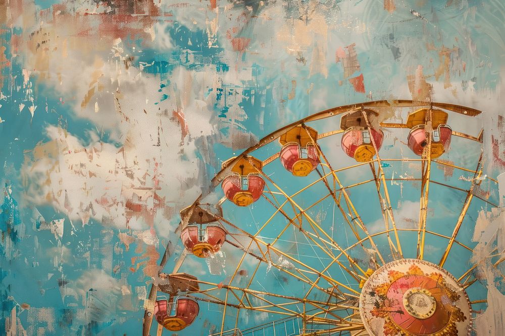Close up on pale amusement park fun ferris wheel.
