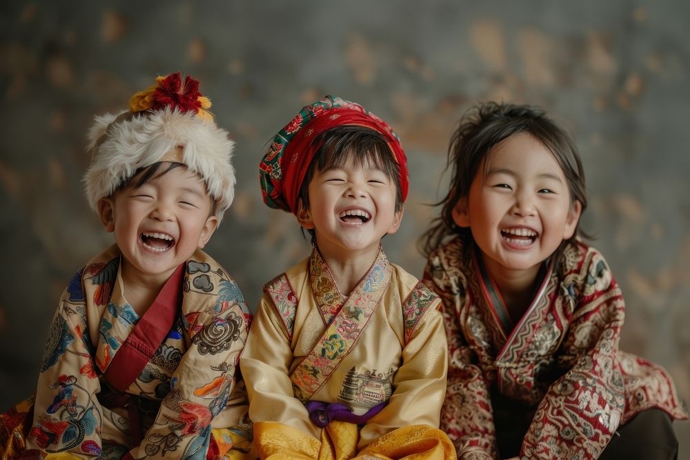 Bhutanese kids happy laughing clothing.