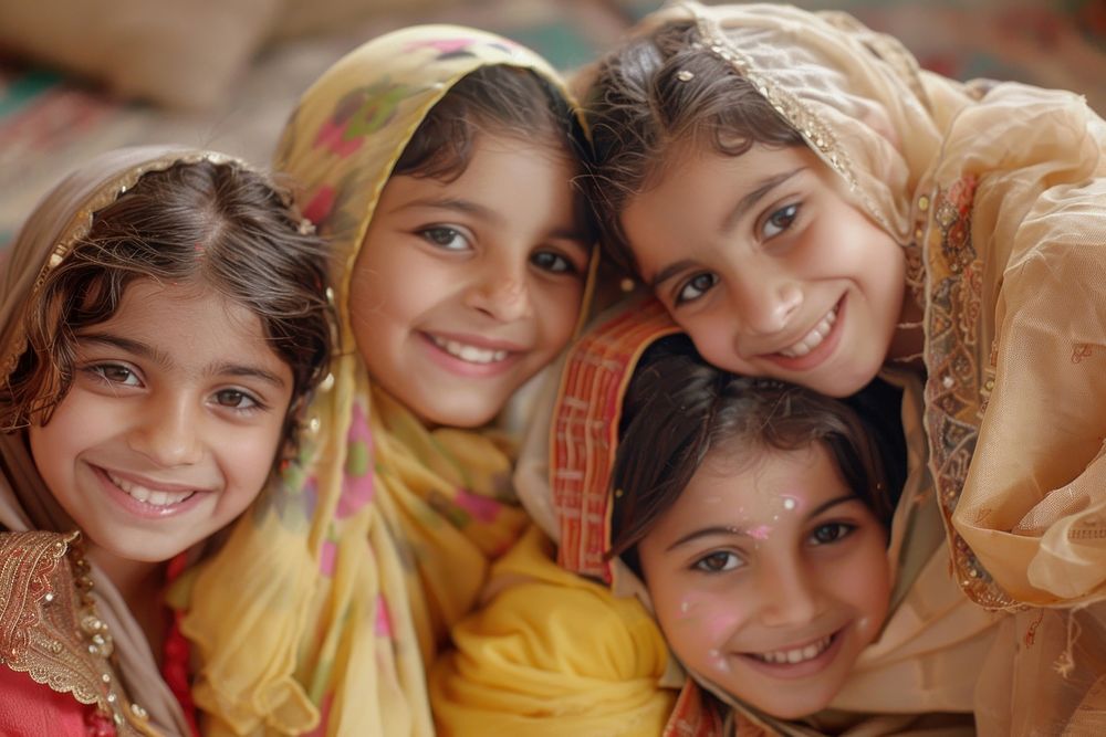 Pakistani kids photography portrait happy.