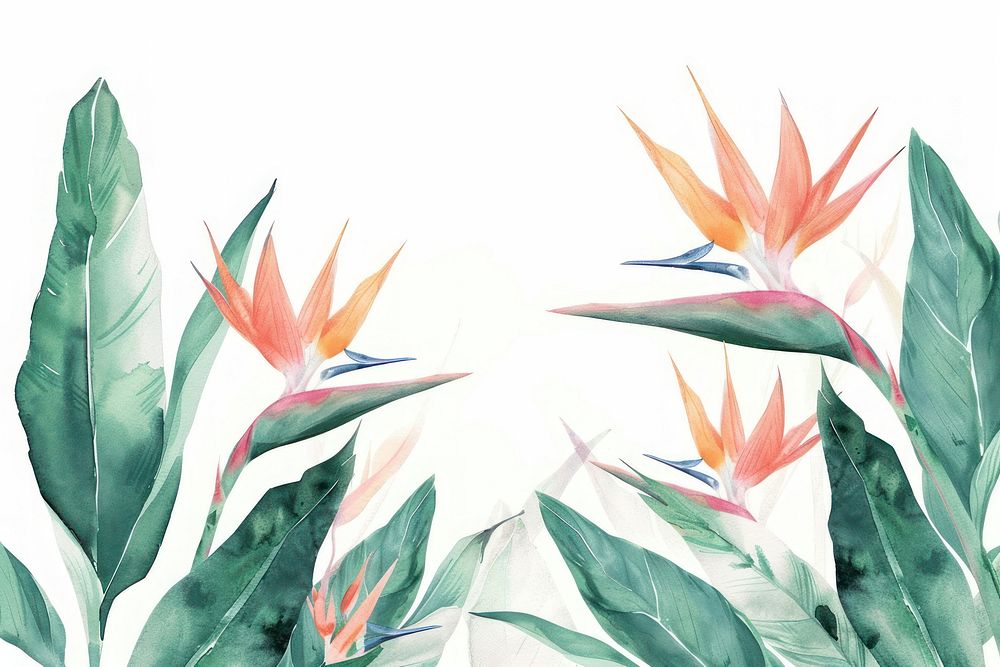 Bird of paradise frame watercolor backgrounds pattern flower.