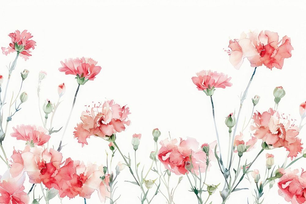Carnation border watercolor backgrounds carnation blossom.