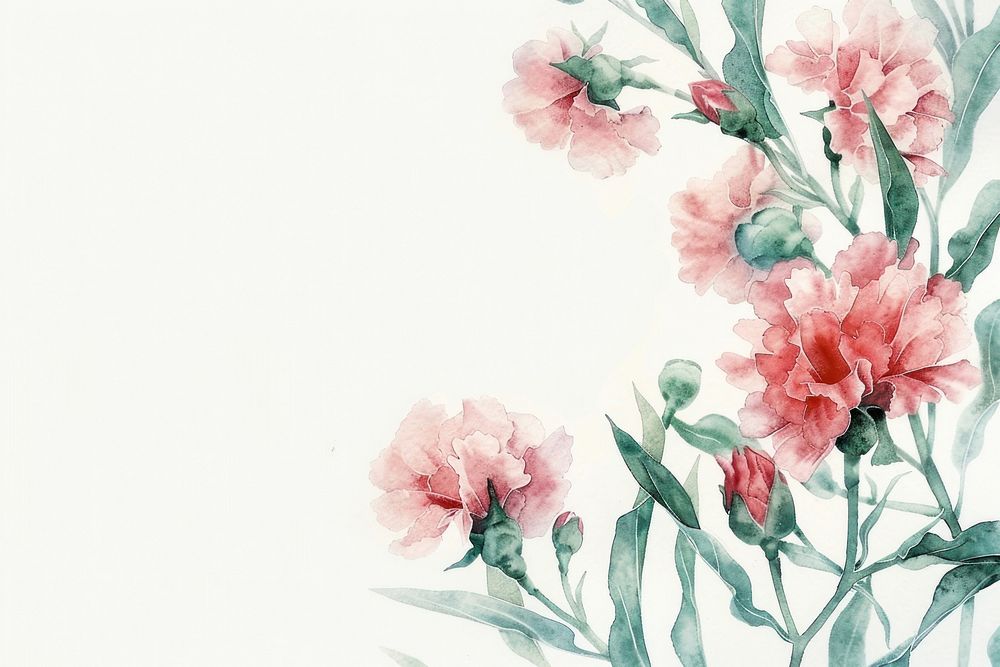 Carnation frame watercolor backgrounds carnation blossom.