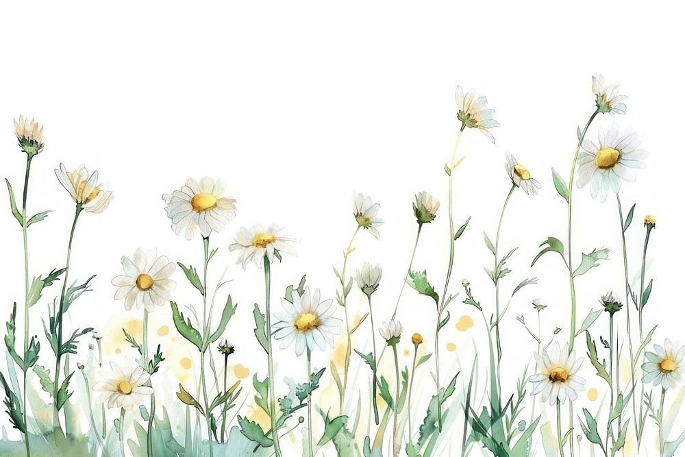 Chamomile border watercolor backgrounds flower plant.