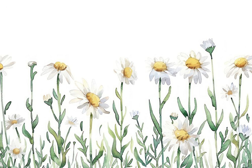 Chamomile border watercolor backgrounds flower plant.