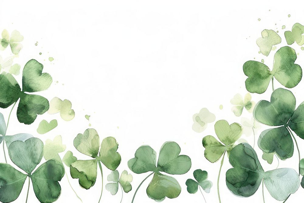 Clover leaf frame watercolor backgrounds plant white background.