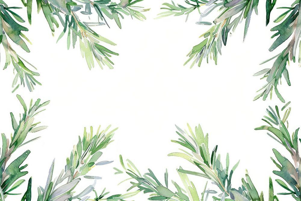 Roesmary border watercolor backgrounds plant green.
