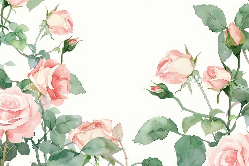 Rose border watercolor backgrounds pattern flower.