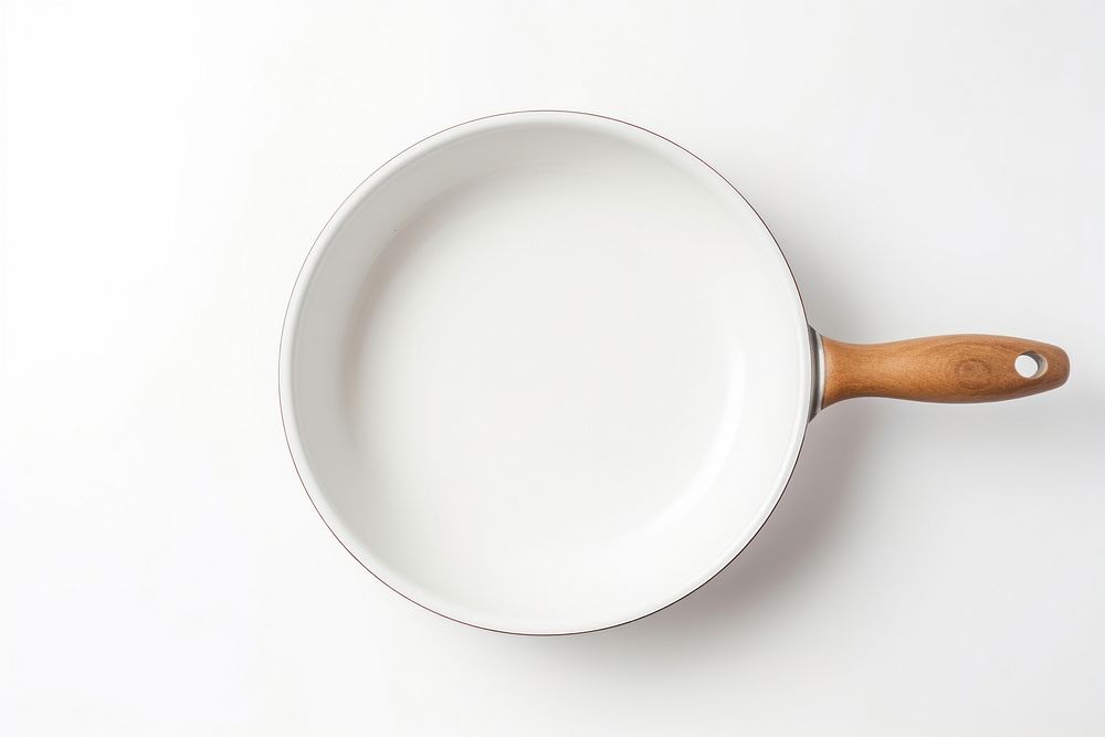 White ceramic pan white background simplicity tableware.