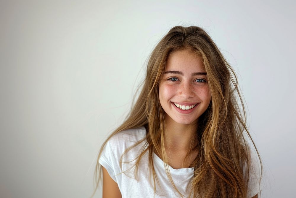 Girl smiling smile hairstyle happiness.