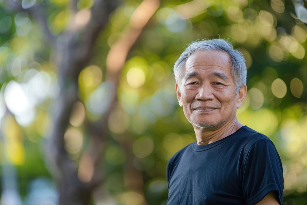 Healthy elder asian man adult smile retirement.