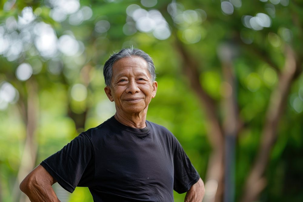 Healthy elder asian man adult retirement happiness.