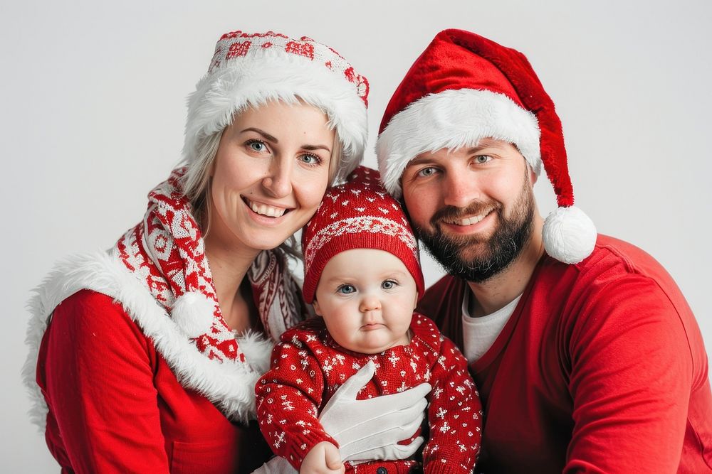 Family in xmas costumes portrait adult photo.